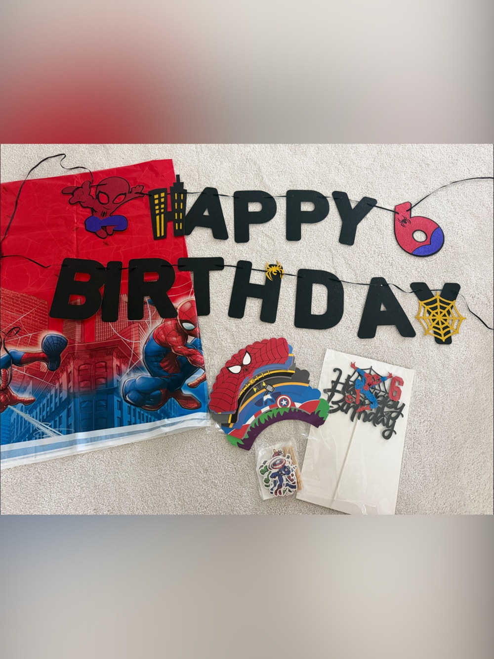 6th bday Spider-Man Birthday Party Banner and Decorations